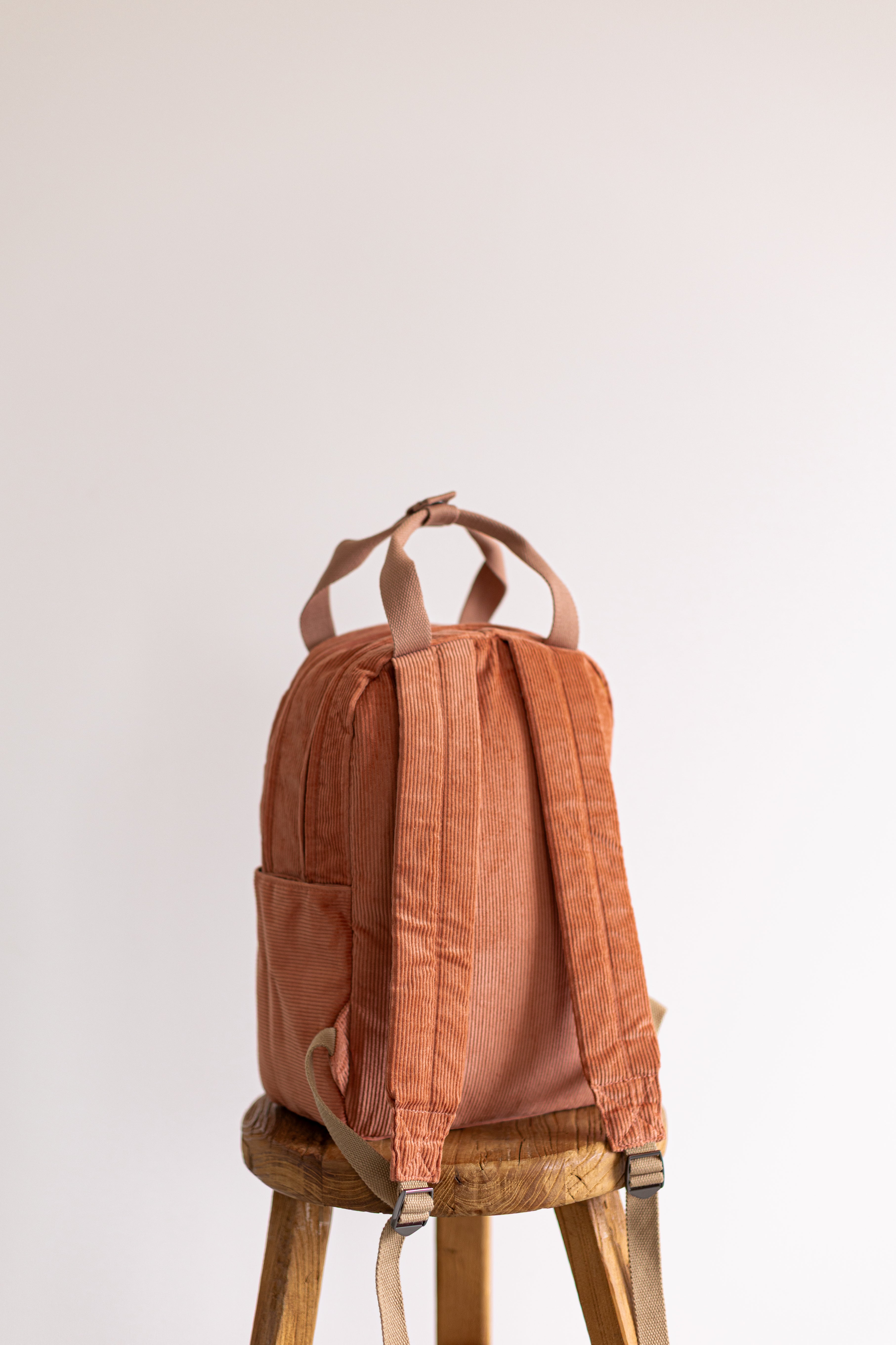 Pink corduroy insulated backpack for school or daycare, NZ or Australia 