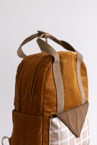 Mustard corduroy insulated backpack for school or daycare, nz or Australia 