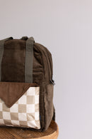 Olive green corduroy insulated backpack for school or daycare, nz or Australia 