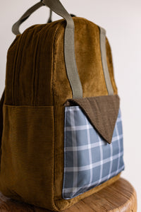 Olive corduroy insulated backpack for school or daycare, NZ or Australia 